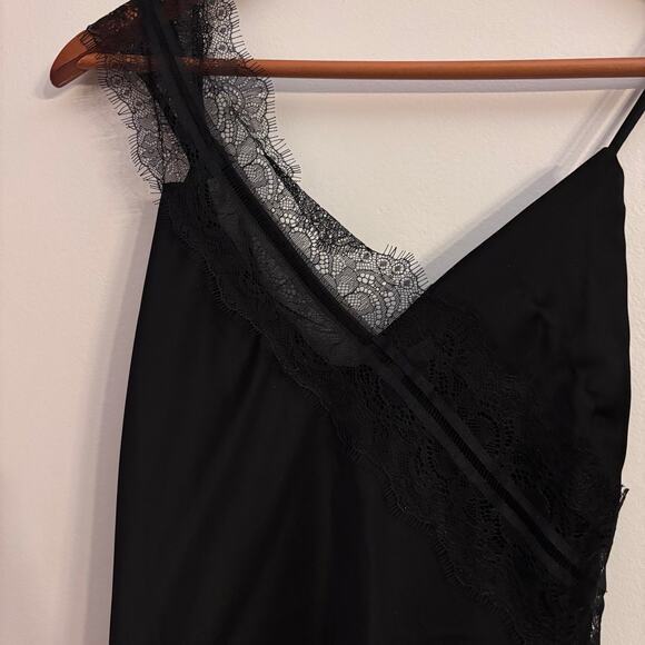 House of Harlow 1960 Satin Lace Asymmetrical Slip Dress Goth Romantic Cocktail - Picture 7 of 9